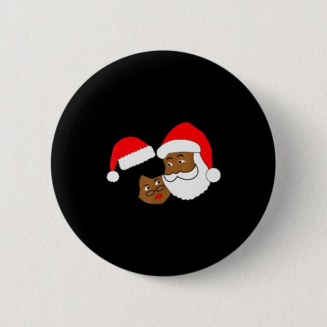 Black Loving Santa Claus And Mrs. Claus Ethnic Chr Button (Front)