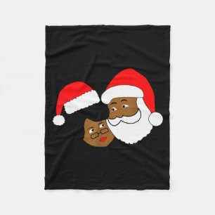 Black Loving Santa Claus And Mrs. Claus Ethnic Chr Fleece Blanket