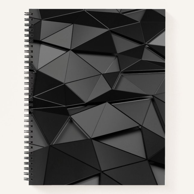 Black Low-Poly Bullet Journal / Lined Notebook (Front)