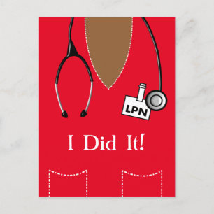 Black LPN Nurse Graduation Announcement  Postcard