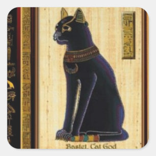 BLACK LUCK CAT SQUARE STICKER