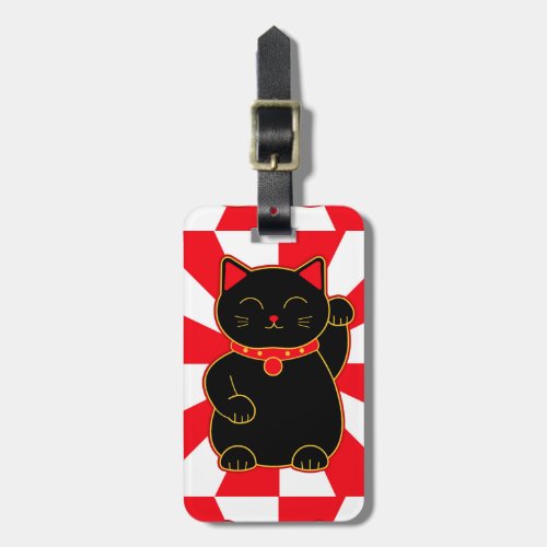 Black Lucky Cat Luggage Tag