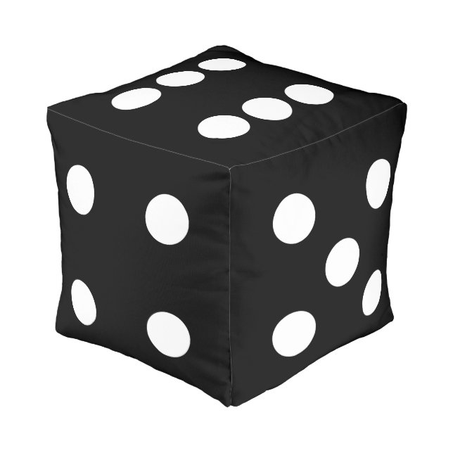 black lucky dice pouf (Angled Front)