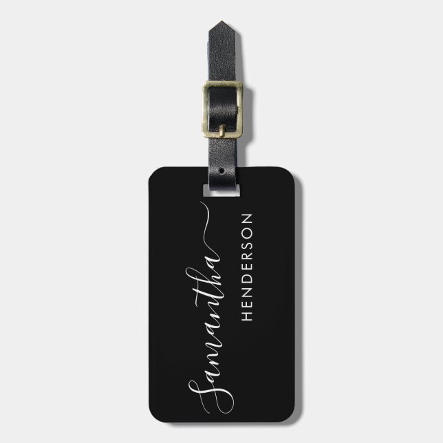 Black Luggage Tags Wedding Table Plan/Favor (Front Vertical)