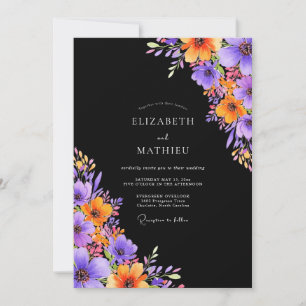Black Lustrous Autumnal Wedding Invitation