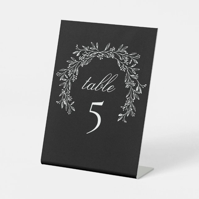 Black Luxe Classic Botanical Crest Table Pedestal Sign (Front)