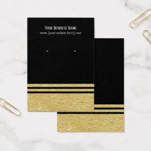 Earring Display Business Cards Zazzle Black Luxe Faux Gold Earring Display Cards