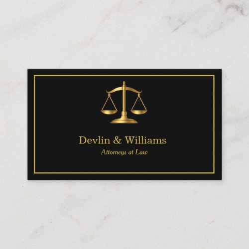 Black Luxe Gold Scales Attorney Lawyer Business Card