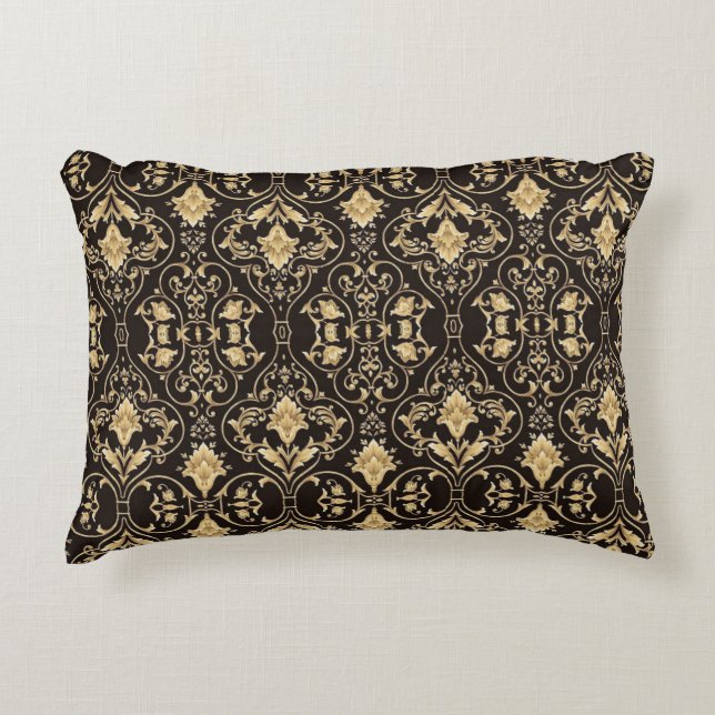 Black Luxurious Patter Accent Pillow (Front)
