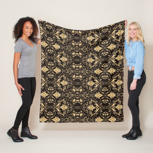 Black Luxurious Pattern Fleece Blanket