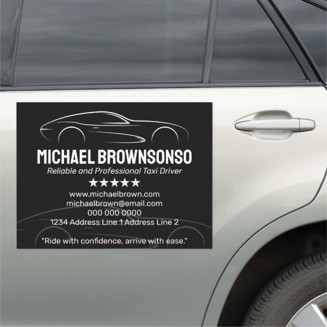 Black Luxury Car Driver Illustration Design Magnet