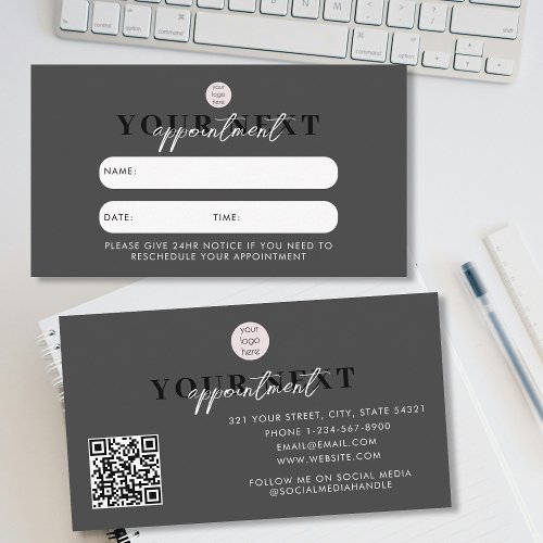 Black Luxury Client Appointment Card QR Code Logo