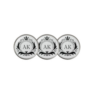 Black Luxury Crown Monogram Golf Ball Marker