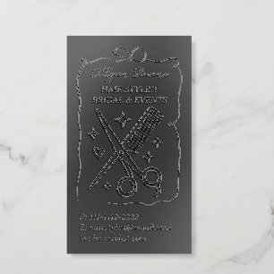 Black Luxury Elegant Hair Stylist Social Beauty Raised Spot UV Business Card