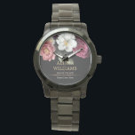 Black Luxury Floral Personalized Watch<br><div class="desc">Luxury Personalized Floral Black Gold design. Matching products can be found in Luxury Business Floral collection.</div>