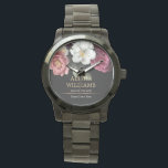 Black Luxury Floral Personalized Watch<br><div class="desc">Luxury Personalized Floral Black Gold design. Matching products can be found in Luxury Business Floral collection.</div>