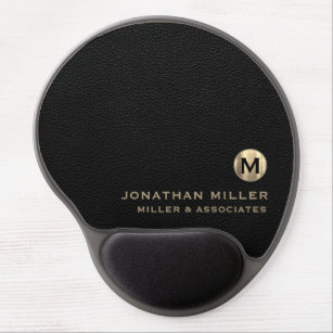 Black Luxury Gold Initial Logo Gel Mouse Pad