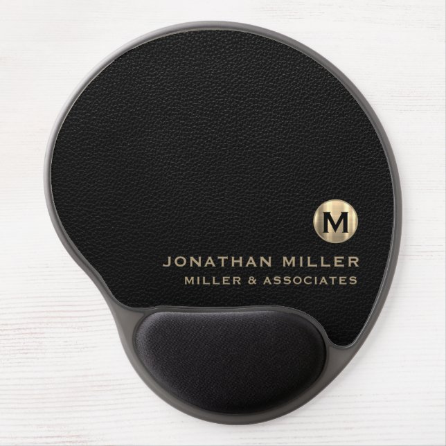 Black Luxury Gold Initial Logo Gel Mouse Pad (Front)