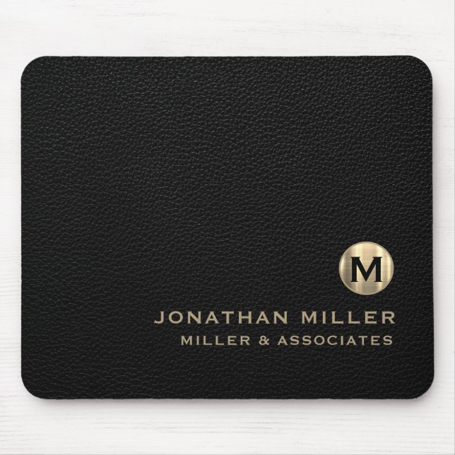 Black Luxury Gold Initial Logo Mouse Pad (Front)