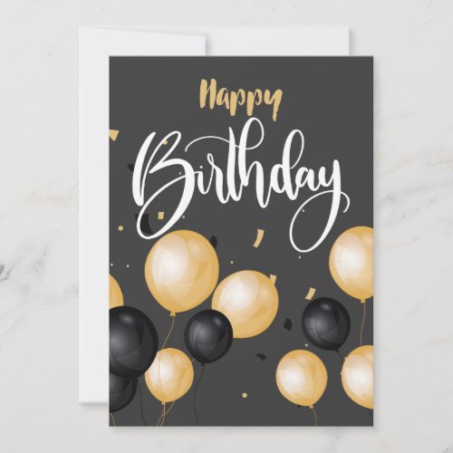 Black Luxury Happy Birthday Card