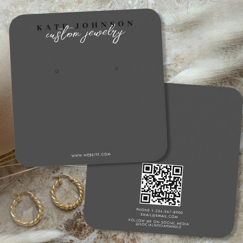 Black Luxury Jewelry Holder Earring Display Script Square Business Card
