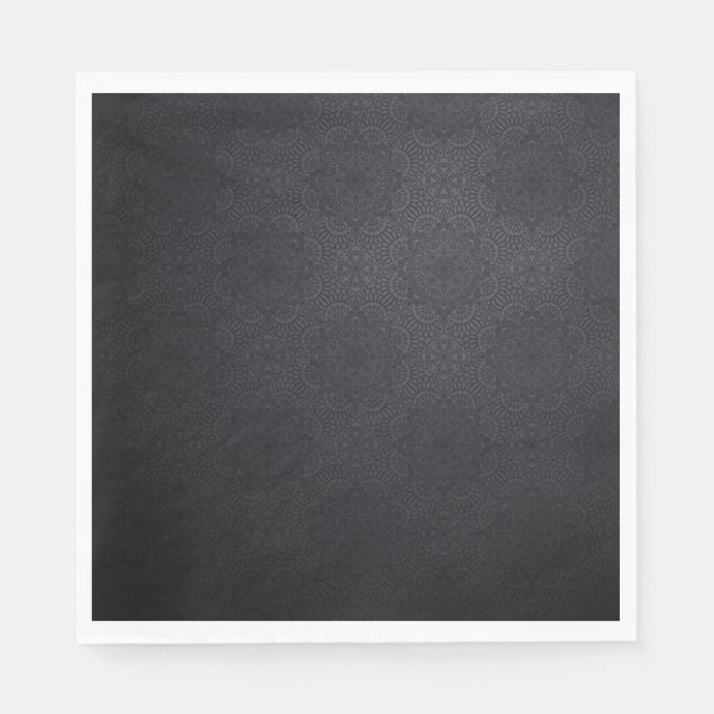 Black Luxury ornamental mandala design Napkins (Front)