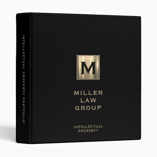 Black Luxury Portfolio Binder with Initial Logo
