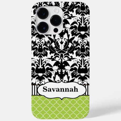 Black Macki Damask Moroccan Personalized iPhone Case_Mate iPhone 14 Pro Max Case