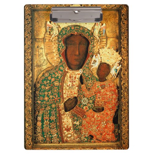 Black Madonna and Child Our Lady of Czestochowa Clipboard