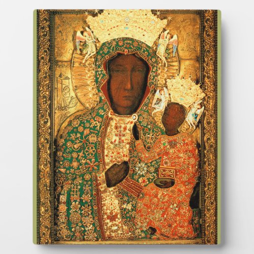 Black Madonna and Child Our Lady of Czestochowa Plaque