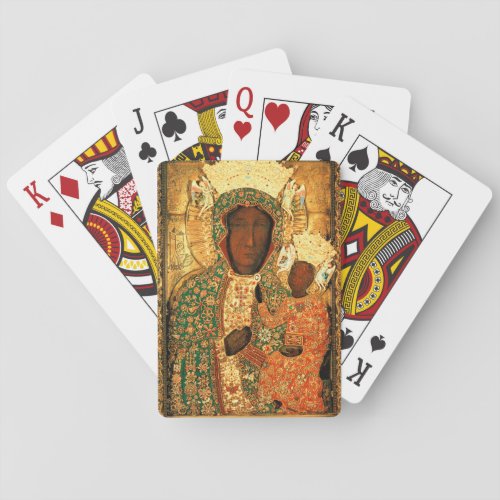 Black Madonna and Child Our Lady of Czestochowa Poker Cards