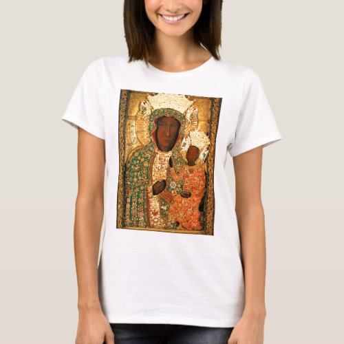 Black Madonna and Child Our Lady of Czestochowa T_Shirt
