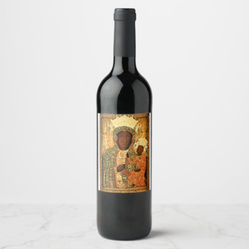 Black Madonna and Child Our Lady of Czestochowa Wine Label