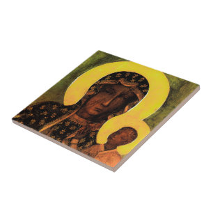 Black Madonna Icon Traditional Poland Gift  Ceramic Tile