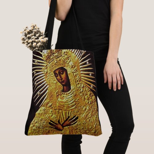 Black Madonna in Gold Fine Art Fabric Bag