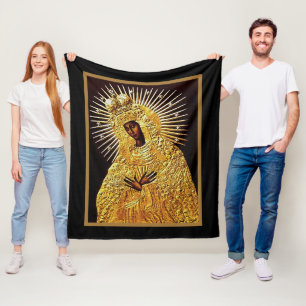 Black Madonna in Prayer Fleece Blanket