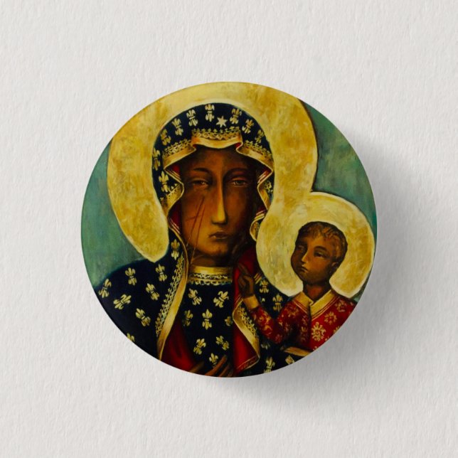 Black Madonna of Częstochowa Button (Front)