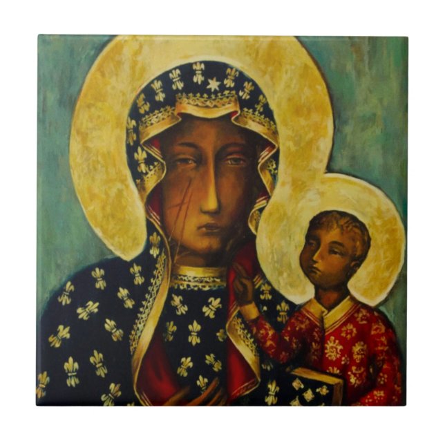 Black Madonna of Częstochowa Ceramic Tile (Front)