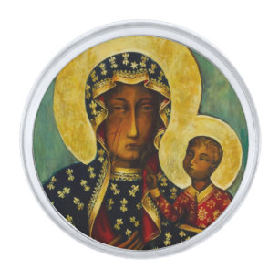 Black Madonna of Częstochowa Silver Finish Lapel Pin