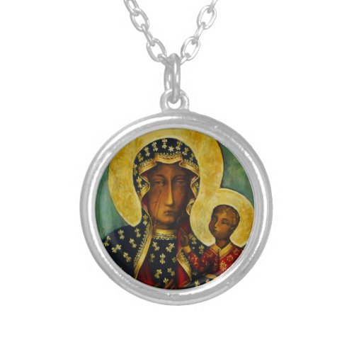 Black Madonna of Częstochowa Silver Plated Necklace
