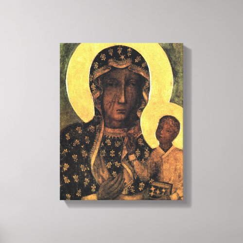 Black Madonna Poland Our Lady Icon Painting Canvas Print