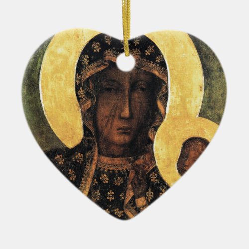 Black Madonna Poland Our Lady of Czestochowa print Ceramic Ornament