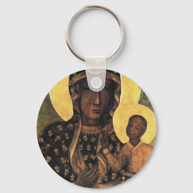 Black Madonna Poland Our Lady of Czestochowa print Keychain (Front)