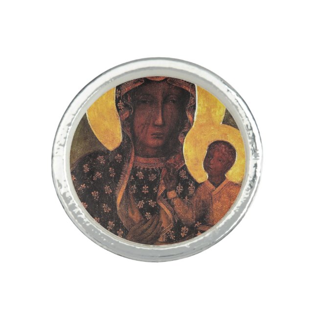 Black Madonna Poland Our Lady Of Czestochowa Ring (Front)
