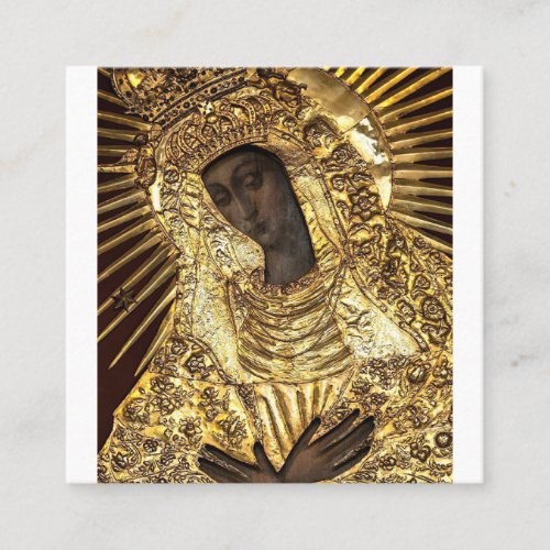 Black Madonna Poland Our Lady of Grace Of The Gate Square Business Card