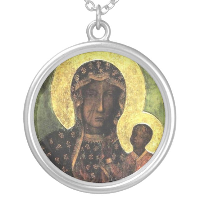 Black Madonna Silver Plated Necklace (Front)