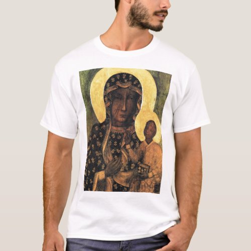Black Madonna Virgin Mary Icon Poland Our Lady T_Shirt