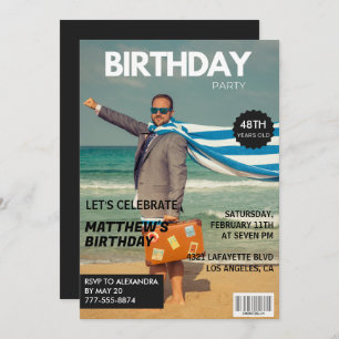 Black Magazine Humor Photo 48th birthday Invitation