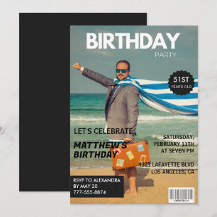 Black Magazine Humor Photo 51st birthday Invitation