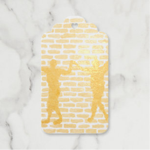 Black Magic Hollyhock by Yeshaya Dank Wood Wall Ar Foil Gift Tags